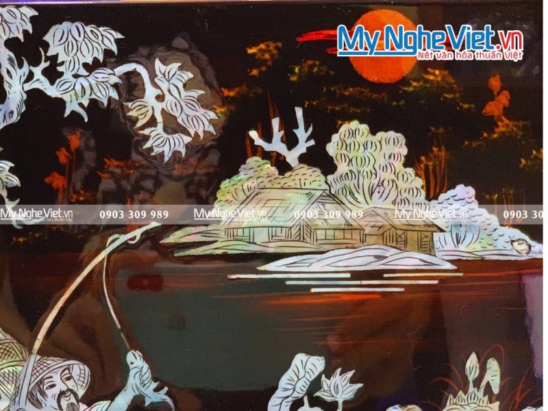 Tranh Sơn Mài Cẩn Ốc Đồng Quê Việt Nam TSM236-1 - Ảnh 3