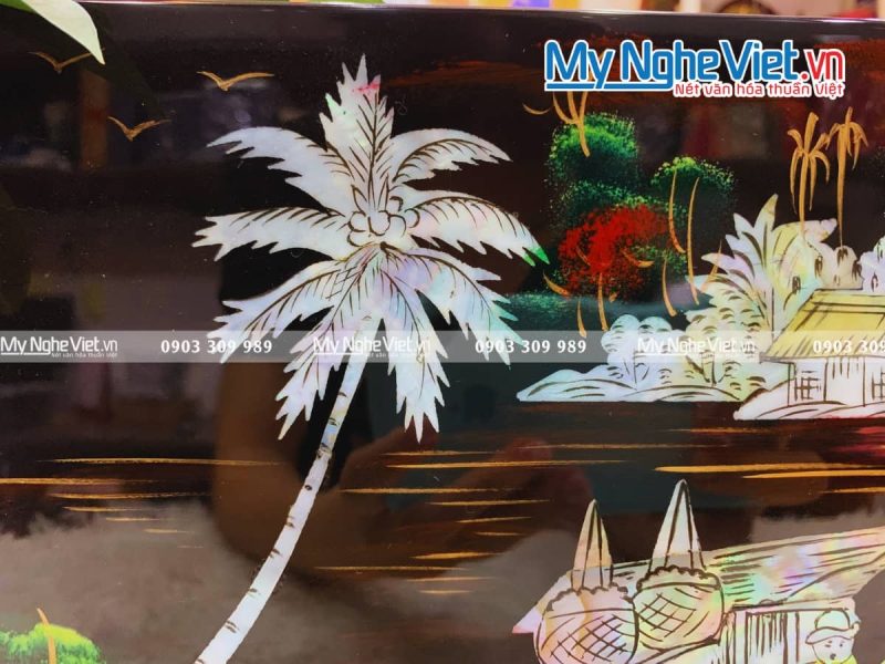 Tranh Sơn Mài Cẩn Ốc Đồng Quê Việt Nam TSM236-1 - Ảnh 4