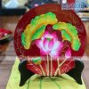 Tranh đĩa sơn mài hoa sen đắp nổi D25 (nền đỏ)
