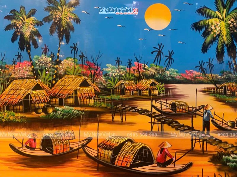 Tranh sơn mài đồng quê đủ mẫu 40x60cm KSM 50x70cm TSM46KSM-01-2 - Ảnh 2