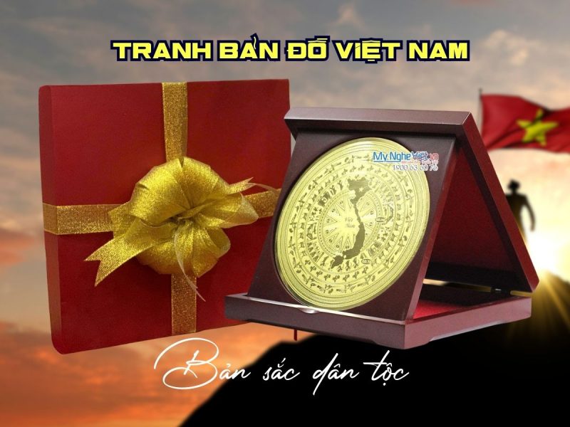 Đĩa đồng để bàn hình bản đồ Việt Nam MNV-DD03-19