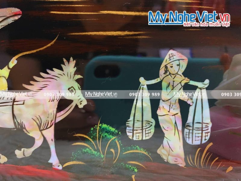 Tranh Sơn Mài Cẩn Ốc Đồng Quê Việt Nam TSM236-1 - Ảnh 3