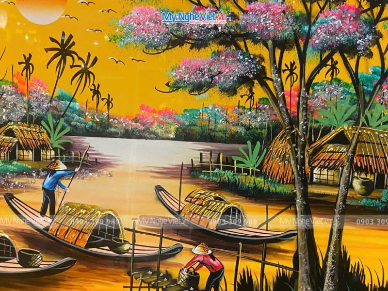 Tranh sơn mài đồng quê đủ mẫu 40x60cm KSM 50x70cm TSM46KSM-01-3 - Ảnh 2