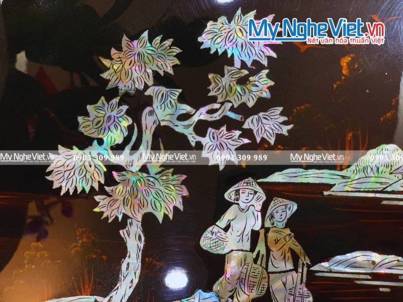 Tranh Sơn Mài Cẩn Ốc Đồng Quê Việt Nam TSM236-1 - Ảnh 5