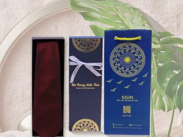 Silk Tie with Red Polka Dot Pattern - Blue Box SGMNV-CRV48-1