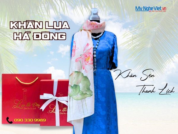 Khăn Lụa Vẽ Sen – Quà Tặng Hoàn Hảo Cho Khách Hàng Phái Nữ Từ Doanh Nghiệp