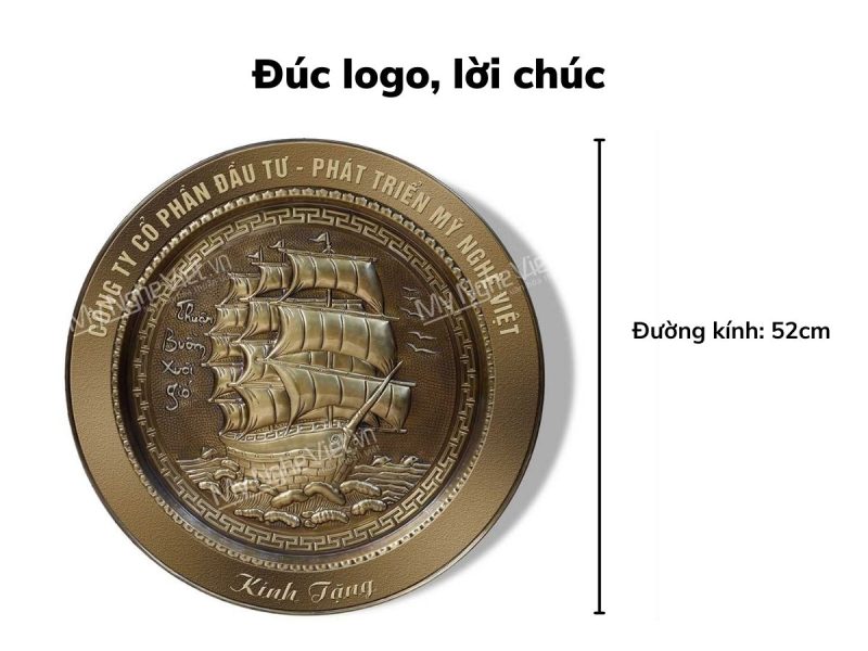 Tranh đĩa đồng Đại Bái thuận buồm xuôi gió - Quà tặng đối tác cao cấp - Ảnh 3