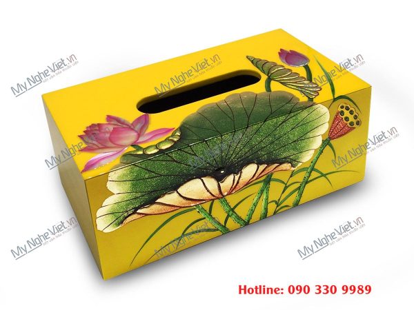 Hộp khăn giấy sơn mài in logo theo yêu cầu