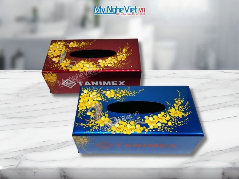 Hộp khăn giấy sơn mài hoa mai vàng - Quà tặng doanh nghiệp ý nghĩa - Ảnh 2
