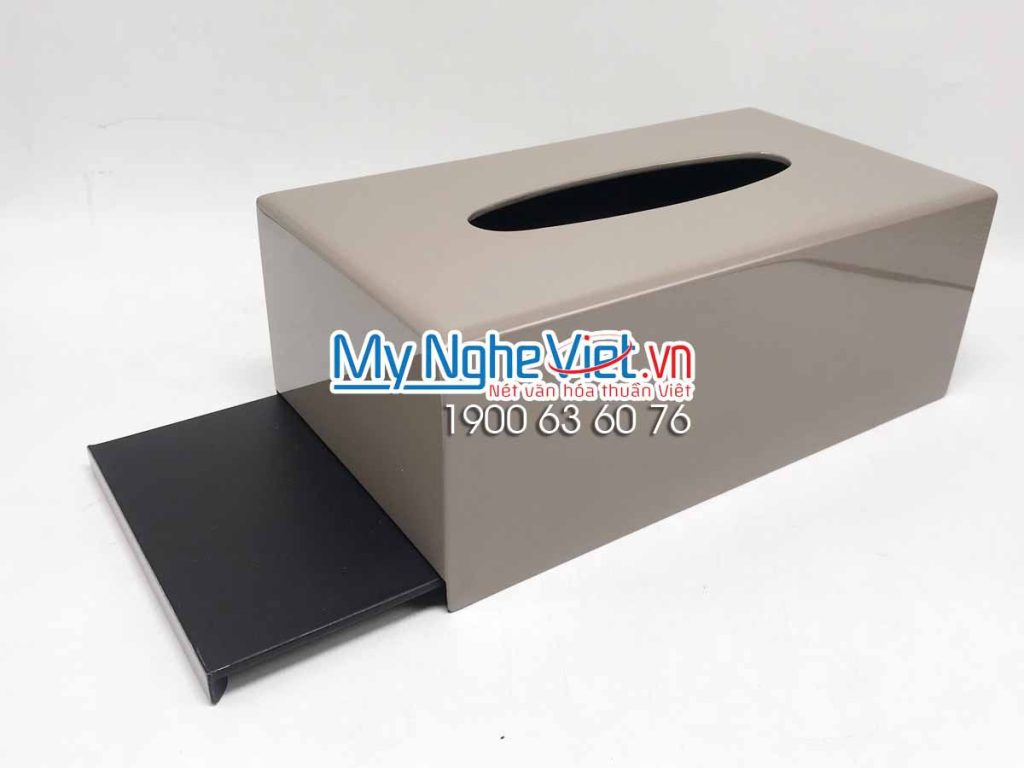Hộp khăn giấy sơn mài in logo theo yêu cầu