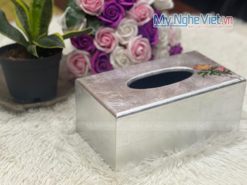 Hộp khăn giấy sơn mài in logo theo yêu cầu