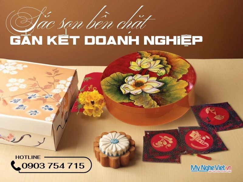 Quà tặng cao cấp - Hộp Mứt Tết Sơn Mài Vẽ Sen Cao Cấp