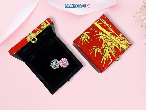 Hộp sơn mài tre trúc nền đỏ