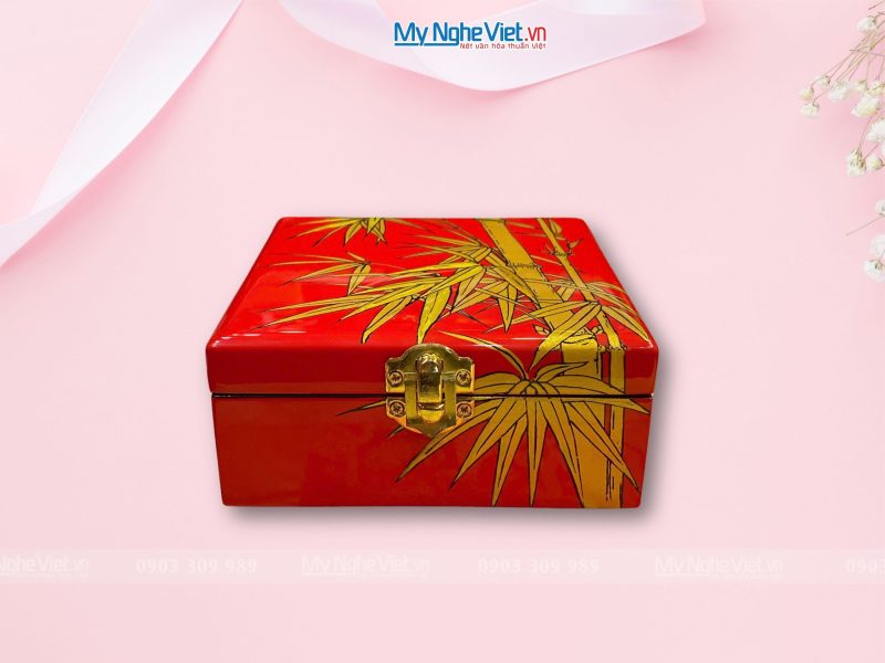Hộp sơn mài tre trúc nền đỏ - Ảnh 3