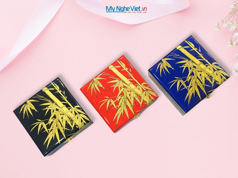 Hộp sơn mài tre trúc nền đỏ - Ảnh 2