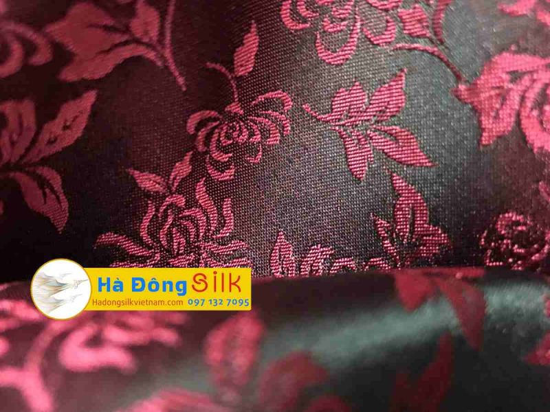 Bộ Áo Dài Bà Sui Lụa Hà Đông Màu Hồng Đen ( Áo 3,7m + Quần 2,3m) MNV-LHD61 - Ảnh 2