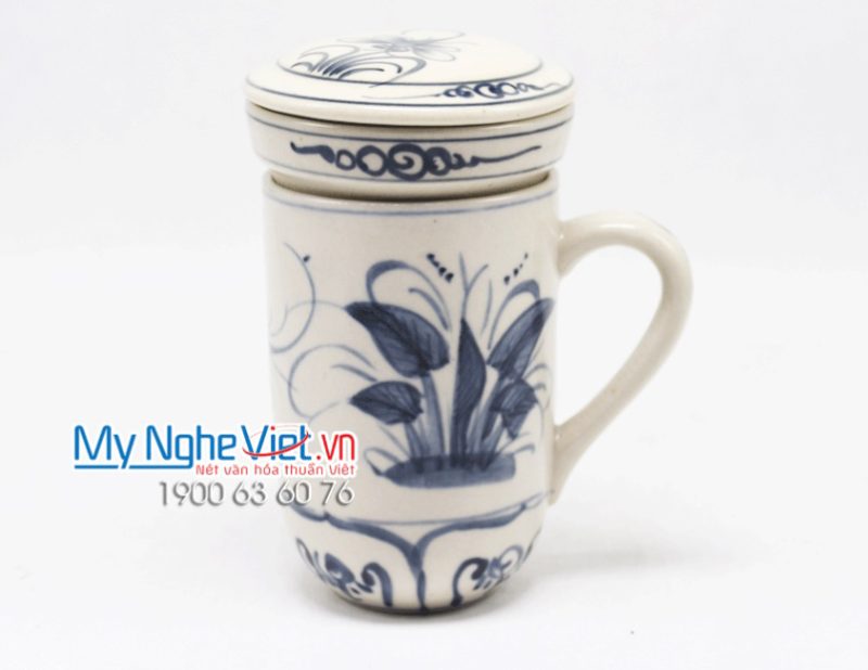 Ly lọc trà gốm hoa văn Chuồn Chuồn Xanh - Ảnh 2