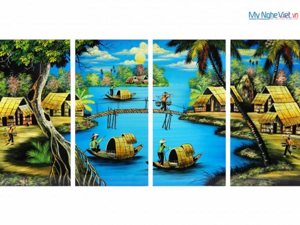 Bộ 4 tranh đồng quê thanh bình MNV-TSM363 (Hàng đặt)