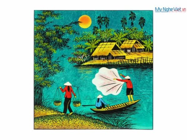 Tranh Sơn Mài Bủa lưới dưới trăng MNV-SMA618