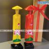 Tượng Cô Gái Áo Dài Việt Nam Sơn Mài Hoa Sen Cao 25cm