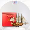 France II Ship Model with Red Gift Box