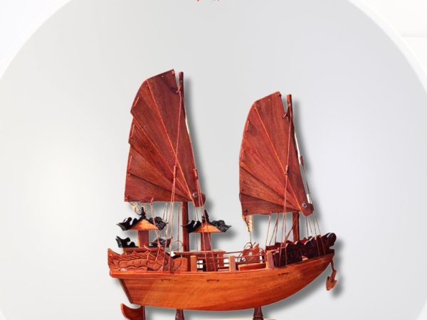 Ha Long Wooden Boat Model with Red Paper Gift Box