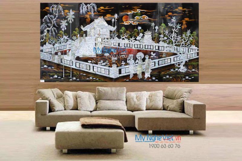 Tranh Sơn Mài Chùa Một Cột Nền Đen Chìm MNV -TSM33 - Ảnh 2