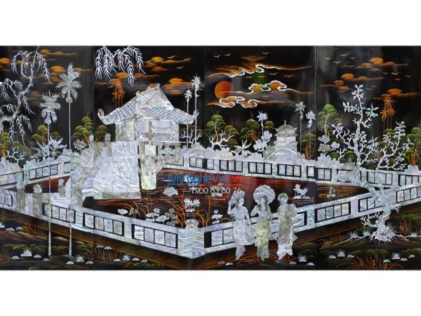 Tranh Sơn Mài Chùa Một Cột Nền Đen Chìm MNV -TSM33
