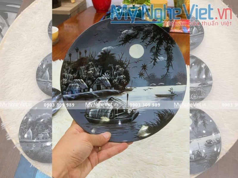Tranh Đĩa Đồng Quê trắng đen TD20-3 - Ảnh 3