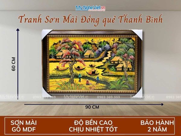 Tranh sơn mài vẽ cảnh đồng quê TSM692-1