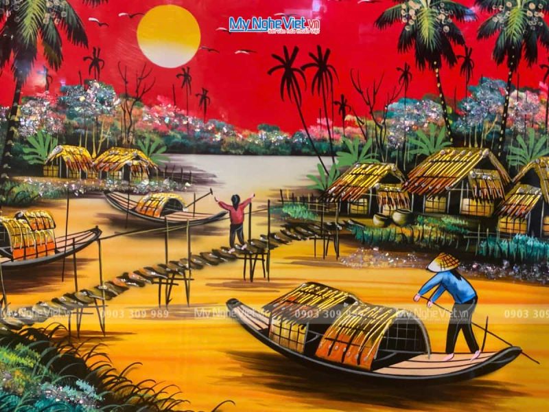 Tranh sơn mài đồng quê đủ mẫu 40x60cm KSM 50x70cm TSM46KSM-01 - Ảnh 3