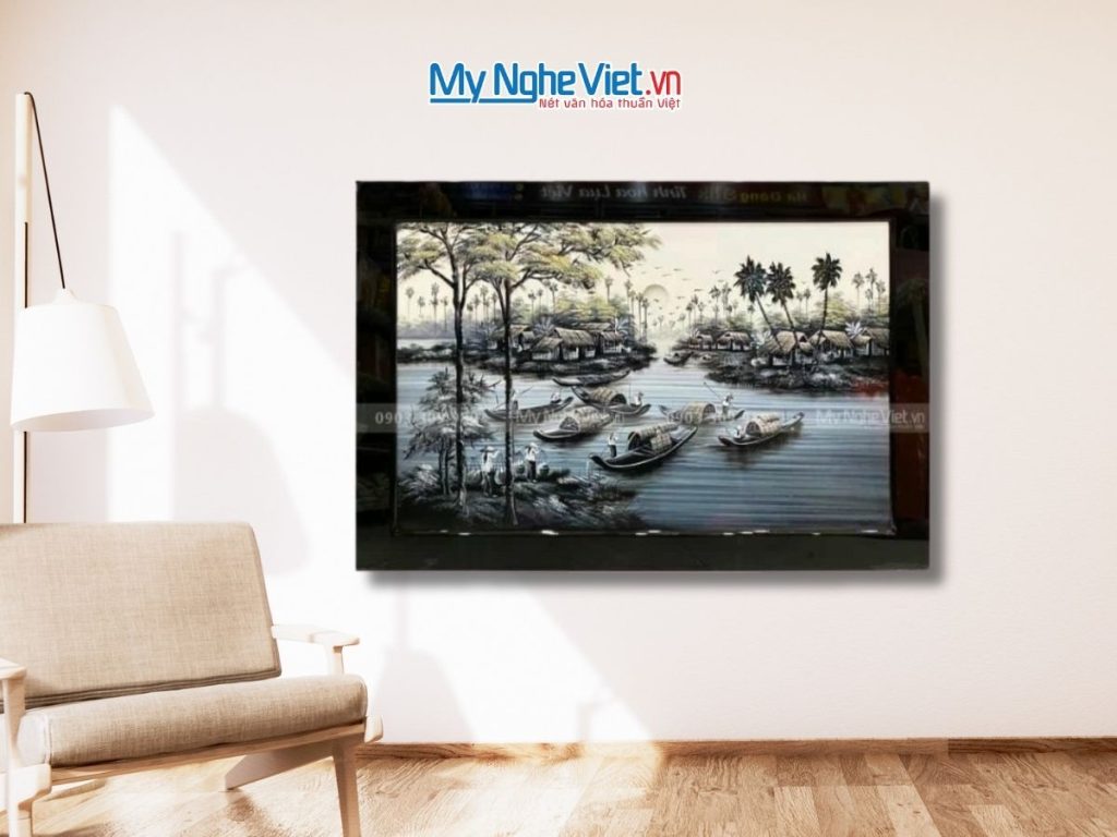 Tranh Sơn Mài Đồng Quê Vẽ Cao Cấp