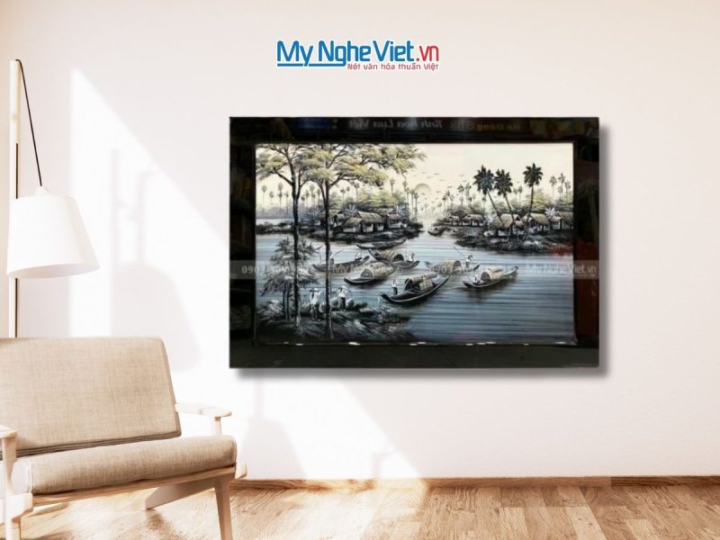 Tranh Sơn Mài Đồng Quê Vẽ Cao Cấp