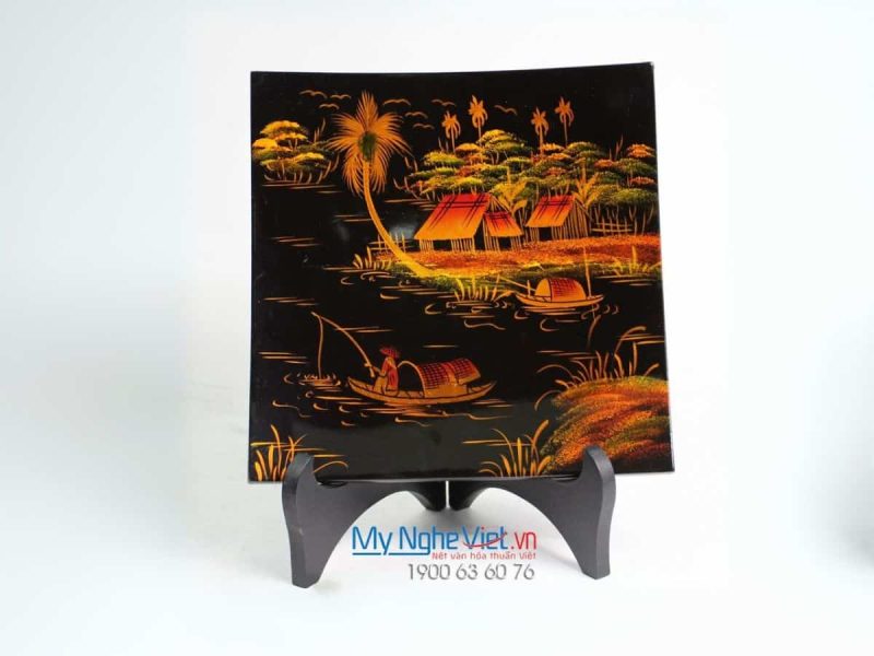 Bộ ba tranh đĩa sơn mài đồng quê TSM544 - Ảnh 2