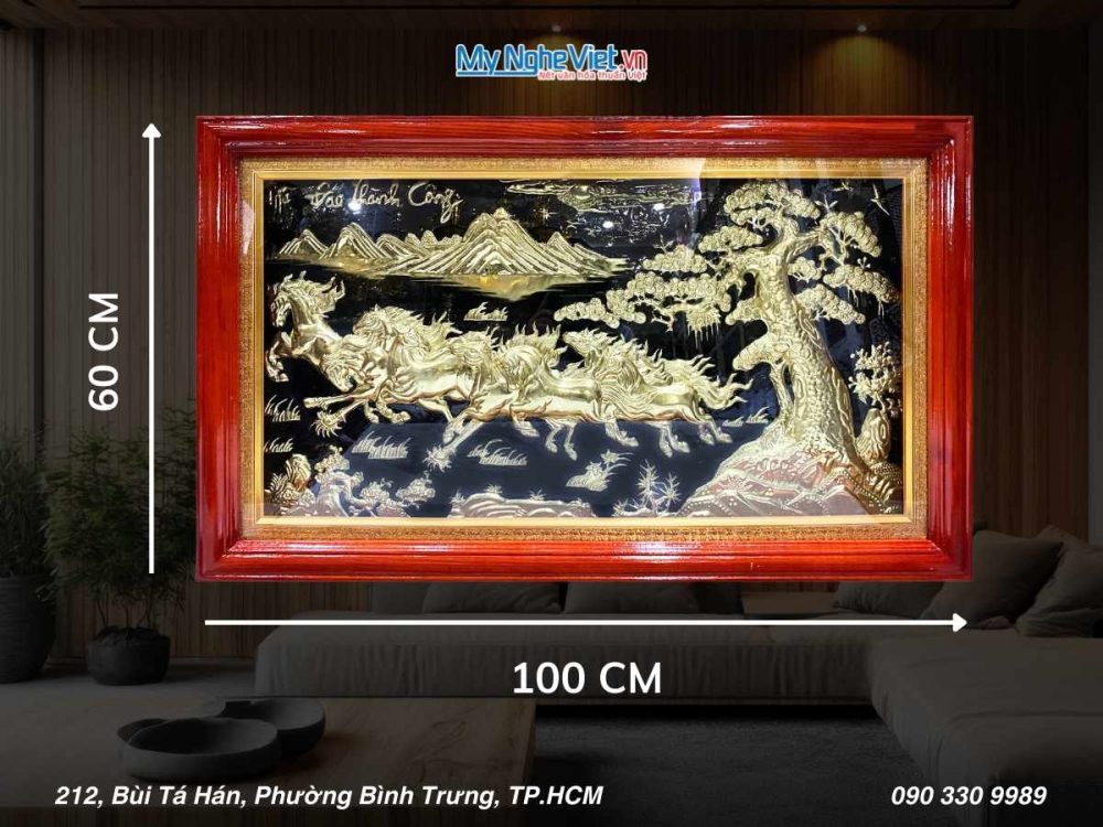 Tranh Đồng Mã Đáo Thành Công Dát Vàng 24K (60x100)cm DD60100