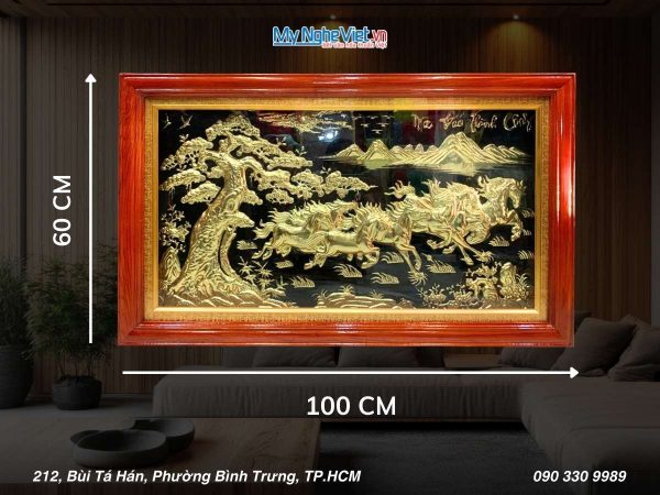 Tranh Mã Đáo Thành Công Đồng Khung Gỗ hướng sang phải 60x100 MNV-DD60100