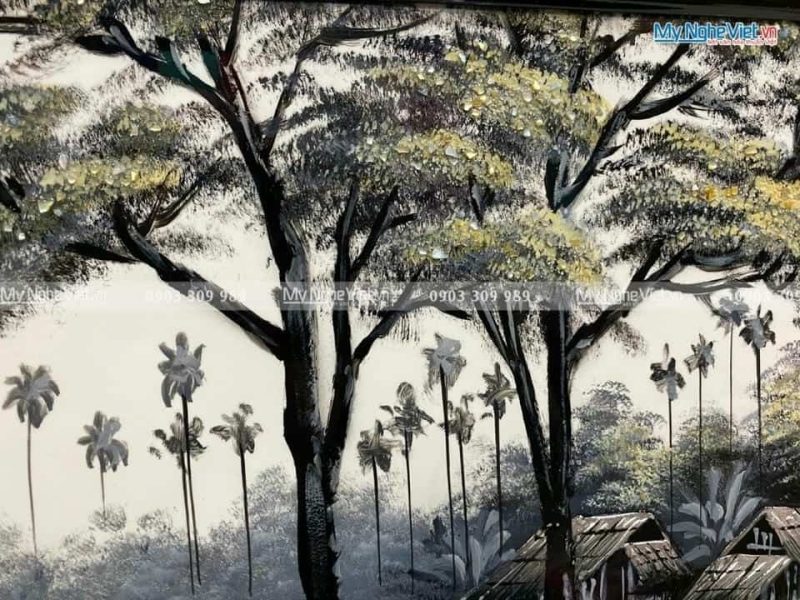Tranh Sơn Mài Đồng Quê Vẽ Cao Cấp 60x90 MNV-TSM69-8 - Ảnh 3