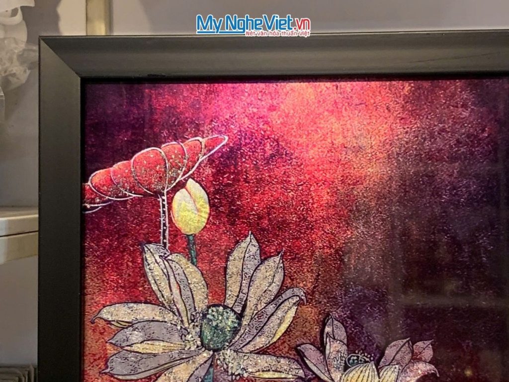 Tranh sơn mài hoa sen cao cấp