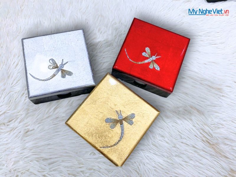 đế lót ly sơn mài cẩn trứng chuồn chuồn