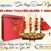 Mô hình thuyền buồm phong thủy France II 40cm buồm đỏ MNV-TB026-3