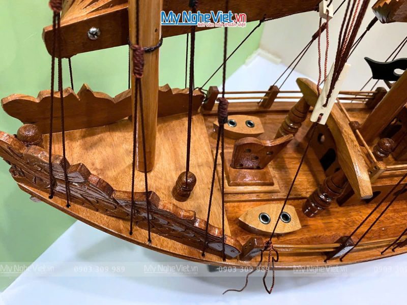 Mô Hình Thuyền Gỗ Việt Nam -Thuyền Rồng Gỗ Tràm (thân 80cm) - Ảnh 3