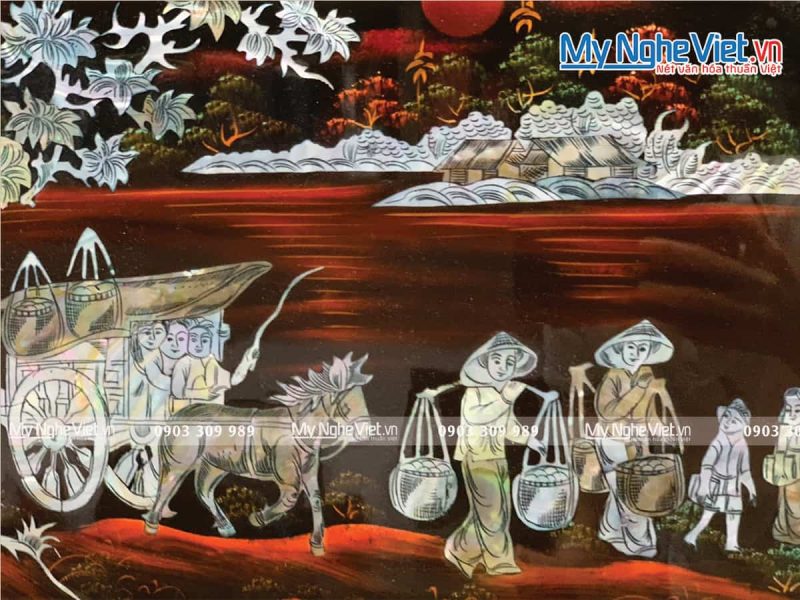 Tranh Sơn Mài Cẩn Ốc Đồng Quê Việt Nam TSM343-1 - Ảnh 3