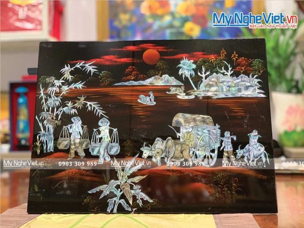 Tranh Sơn Mài Cẩn Ốc Đồng Quê Việt Nam TSM343-1