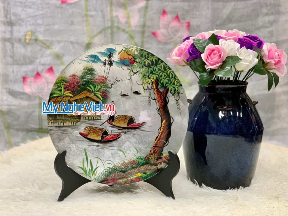 Tranh Đĩa Sơn Mài Cảnh Đồng Quê nhiều mẫu TD25-2