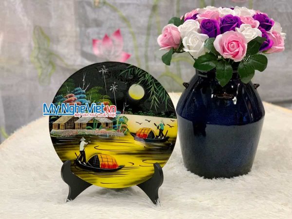 Tranh Đĩa Sơn Mài Cảnh Đồng Quê MNV-TSM505