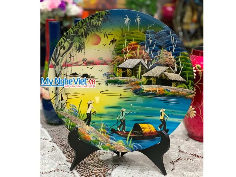Tranh Đĩa Sơn Mài Cảnh Đồng Quê MNV-TSM505