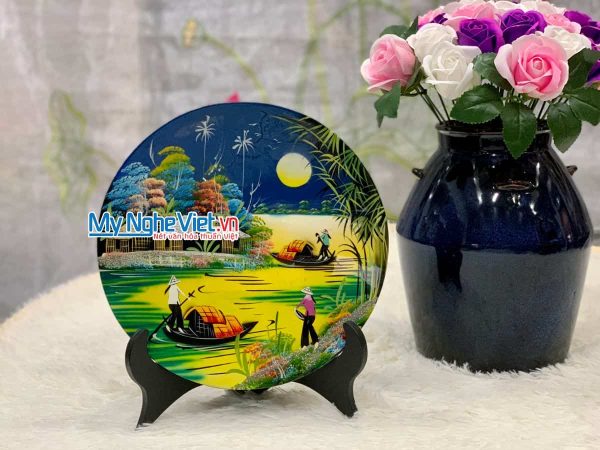 Tranh Đĩa Sơn Mài Cảnh Đồng Quê MNV-TSM505