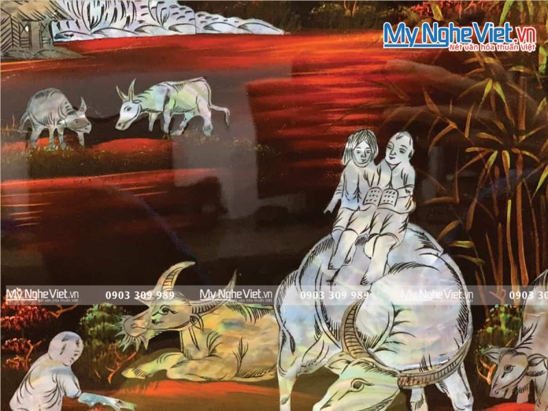 Tranh Sơn Mài Cẩn Ốc Đồng Quê Việt Nam TSM343-1 - Ảnh 2