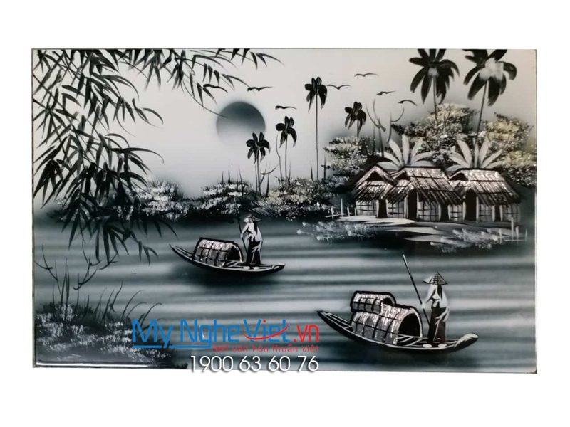 Tranh Sơn Mài vẽ cảnh đồng quê cao cấp đủ mẫu 20x30 MNV-TSM80 - Ảnh 3