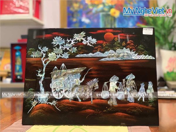 Tranh Sơn Mài Cẩn Ốc Đồng Quê Việt Nam TSM343-1